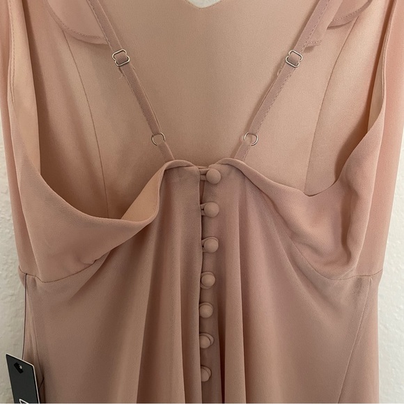 NWT Lulu’s Meteoric Rise Blush Maxi Dress Spaghetti Strap Ruffle Pink Plunging S - Picture 12 of 17